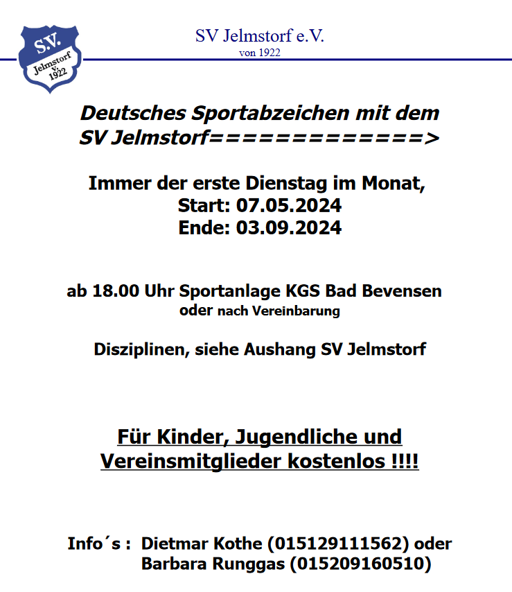 Deutsches Sportabzeichen mit dem SV Jelmstorf