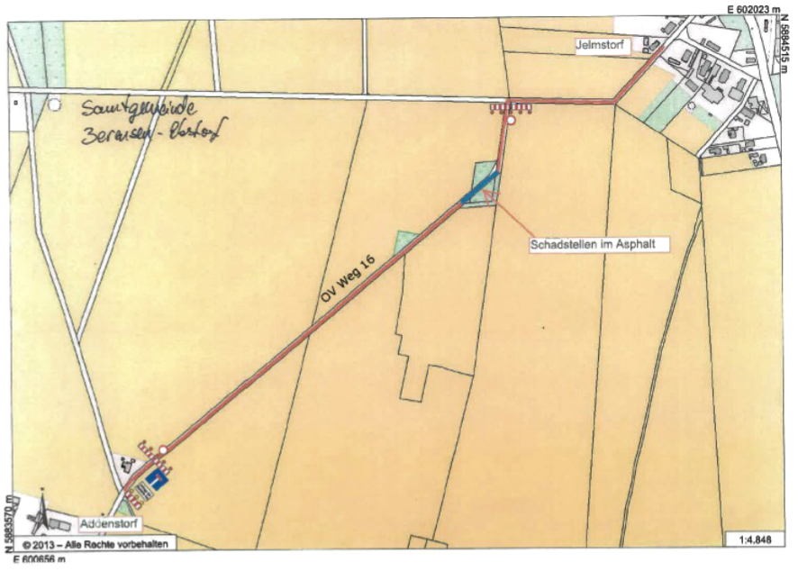 Vollsperrung Ortsverbindungsweg Addenstorf/Jelmstorf